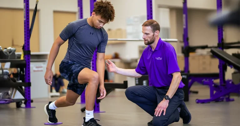 Dr. Shane McClinton works with a patient during a physical therapy appointment.